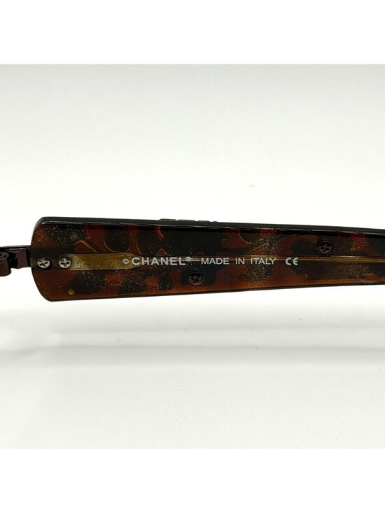 Vintage Chanel Brown Floral Rectangular Eyeglass Made In Italy
